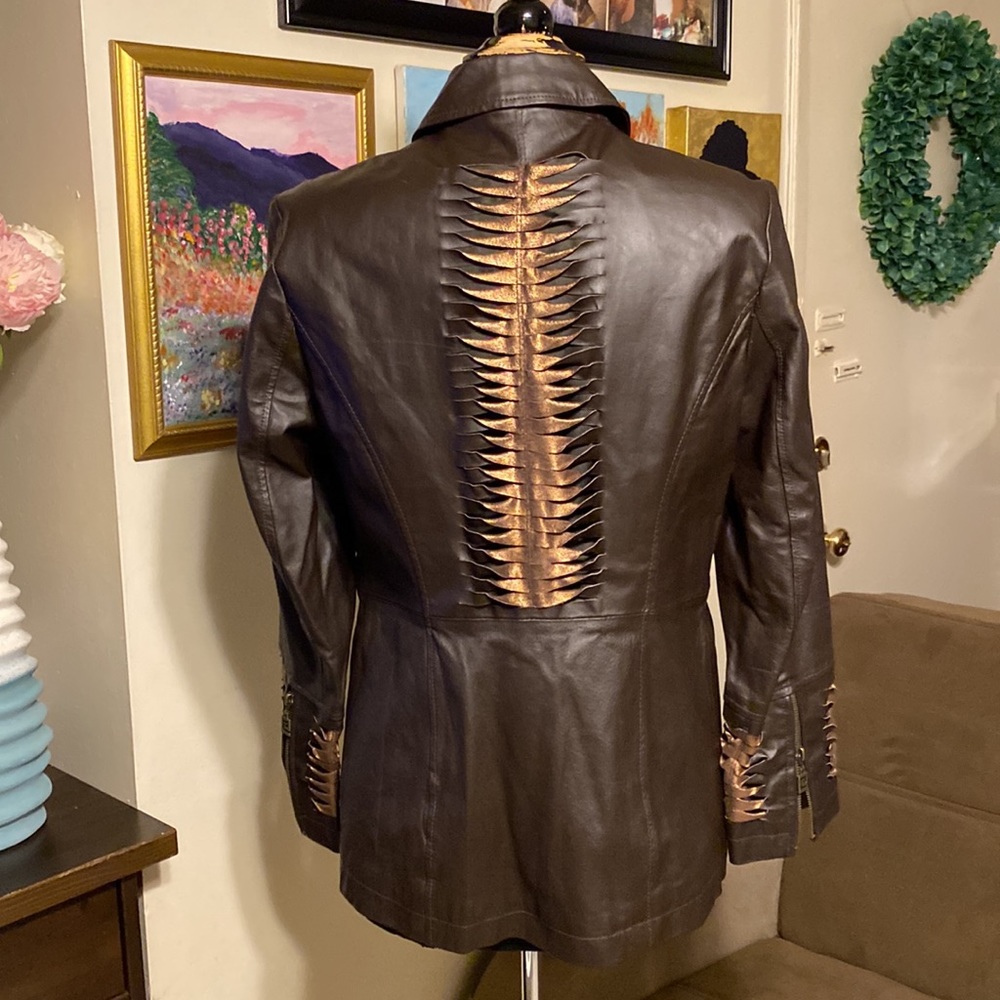 PAMELA Mc Coy 100% genuine leather jacket size S brown color